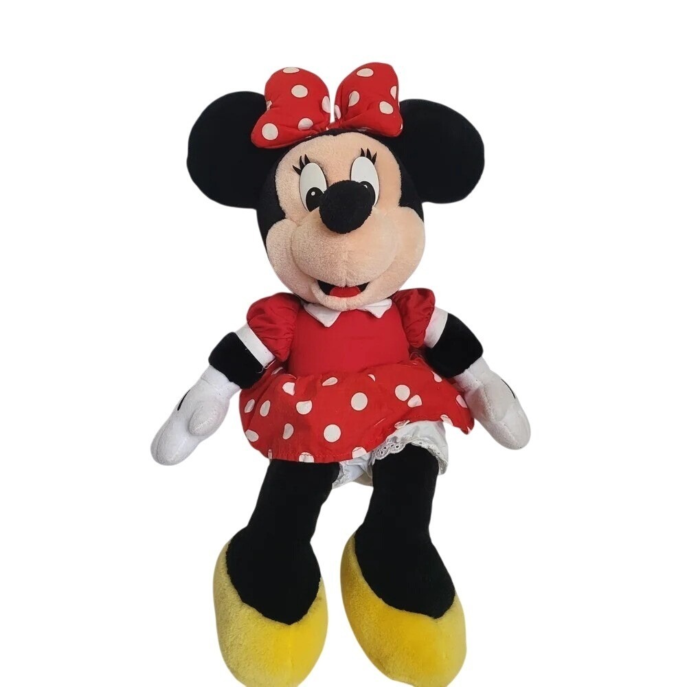 Disney Mouseketoys Minnie Mouse 17" Plastic Eyes‎ Felt Eyelashes Plush Vintage